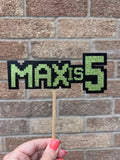 Personalised Video Game Inspired Pixel Style Cake Topper