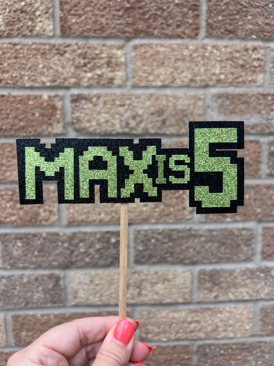 Personalised Video Game Inspired Pixel Style Cake Topper