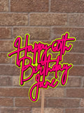 Pink Black & Yellow Neon Birthday Personalised Cake Topper