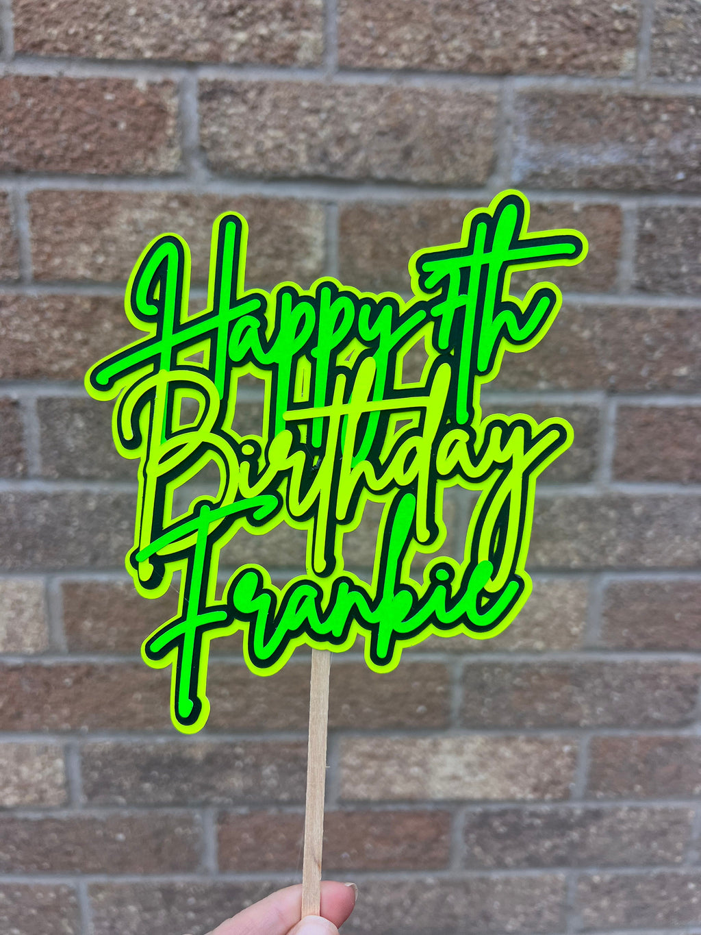 Neon Green, Yellow & Black Neon BirthdayPersonalised Cake Topper