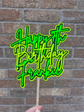 Neon Green, Yellow & Black Neon BirthdayPersonalised Cake Topper