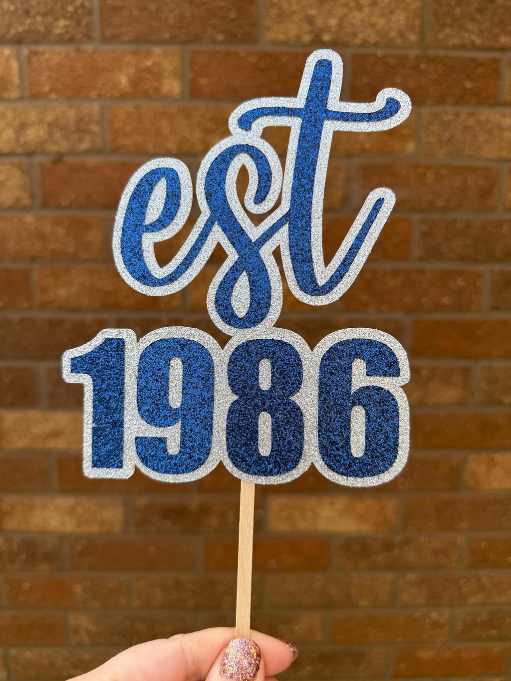 EST 1986 40th Birthday Cake Glitter Milestone Cake Topper
