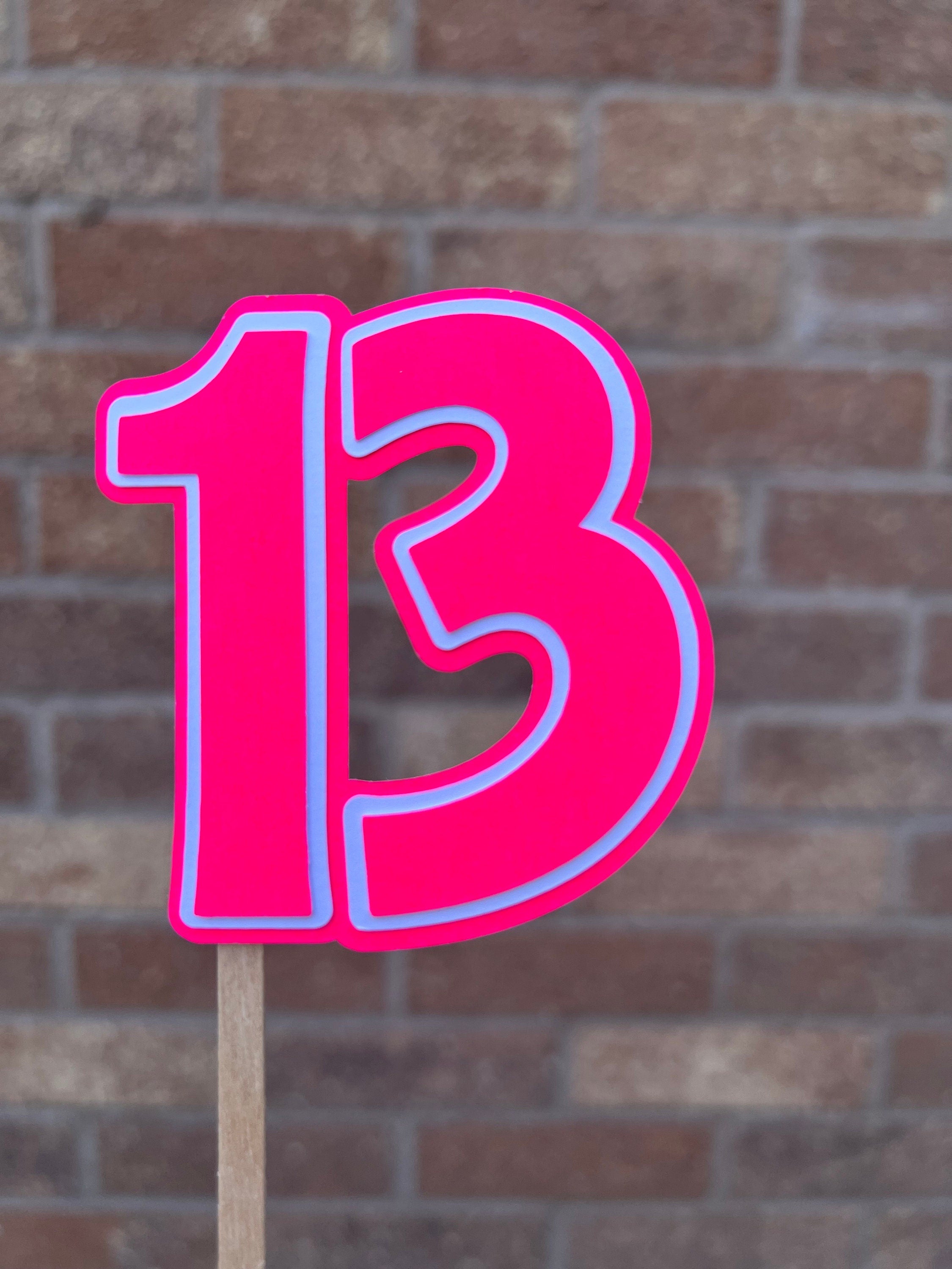 Neon Pink & White Number Cake Topper