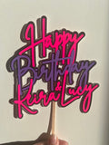 Pink & Purple Neon Disco  Birthday Cake Topper