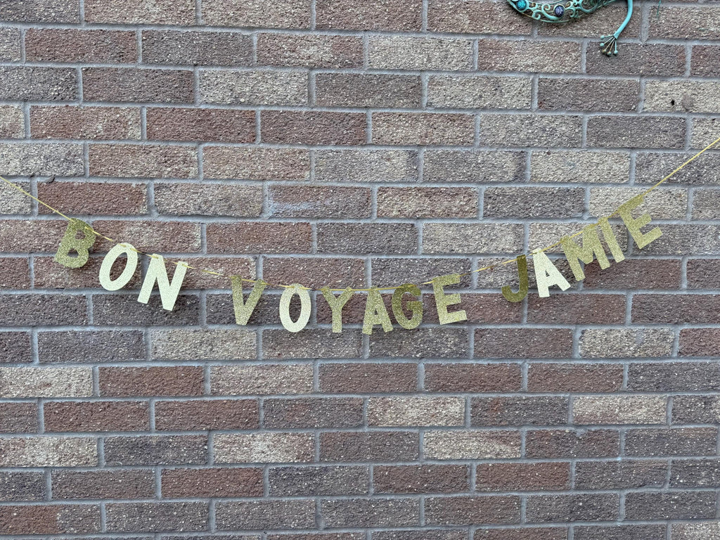 Personalised Glitter Bon Voyage Banner