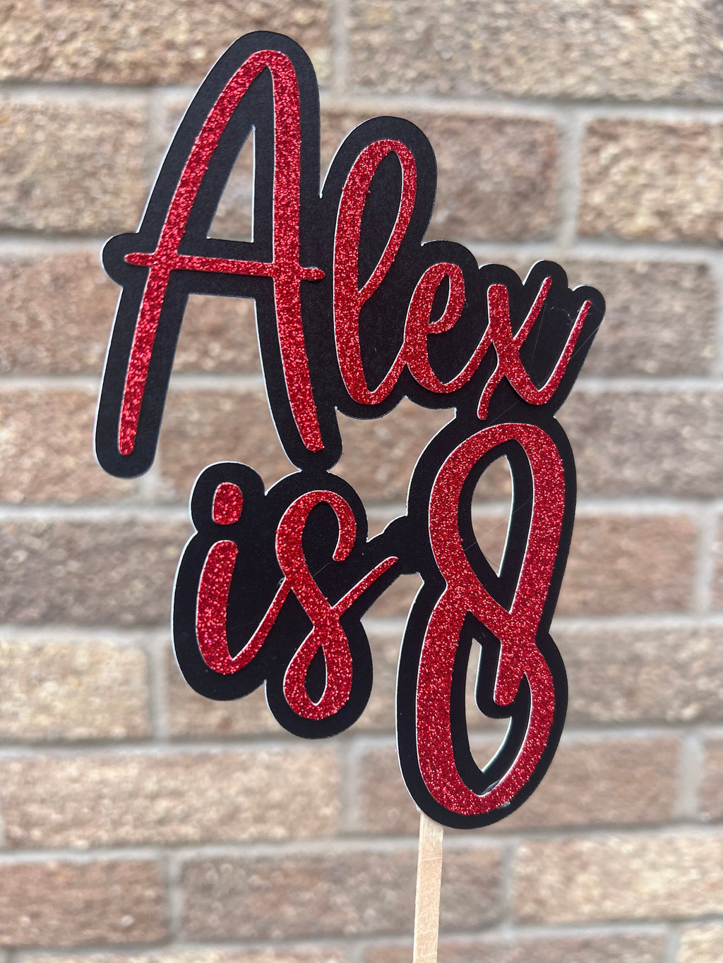 Double Layer Glitter Name & Age Cake Topper Any Age Any Name