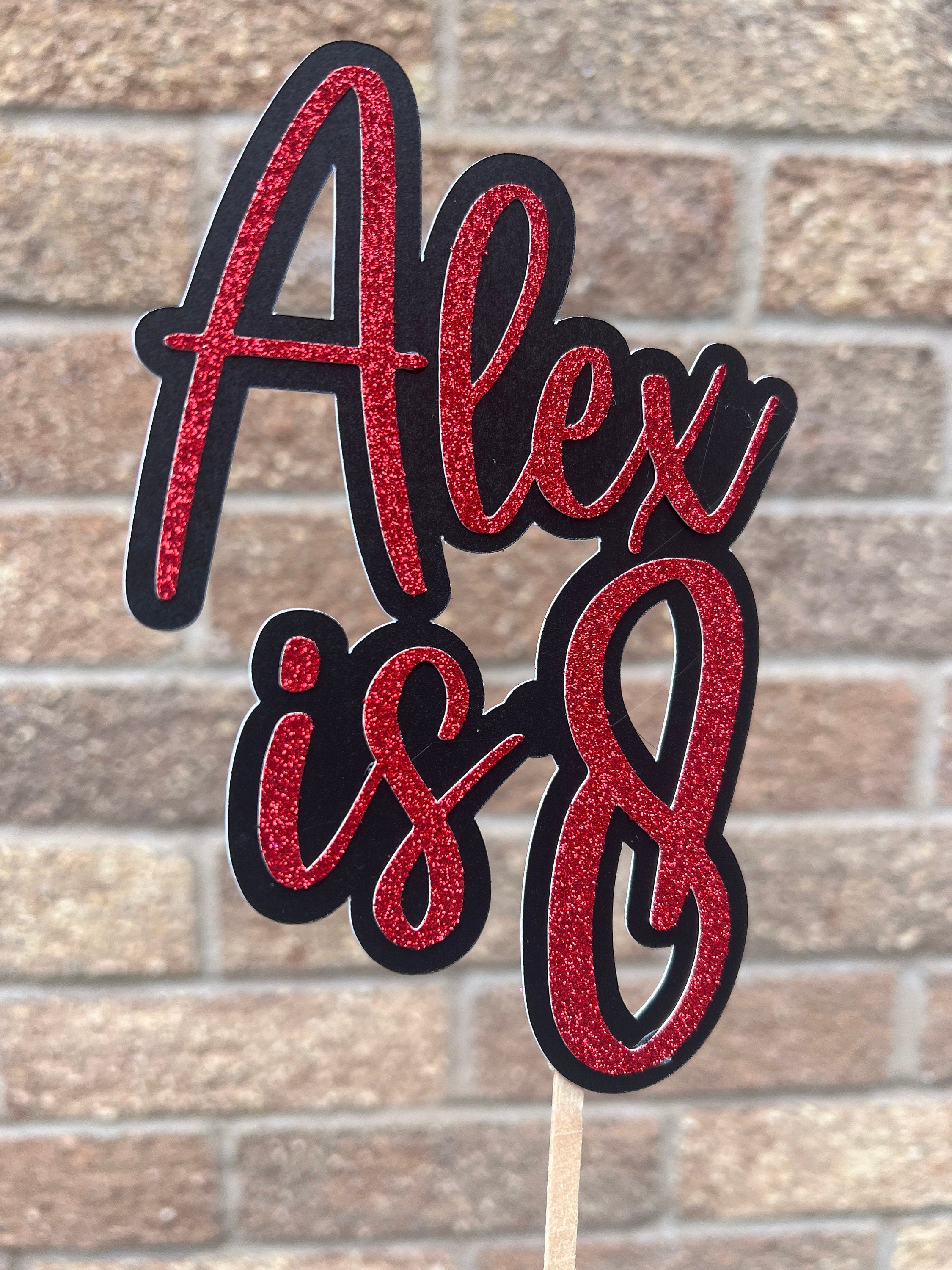 Double Layer Glitter Name & Age Cake Topper Any Age Any Name