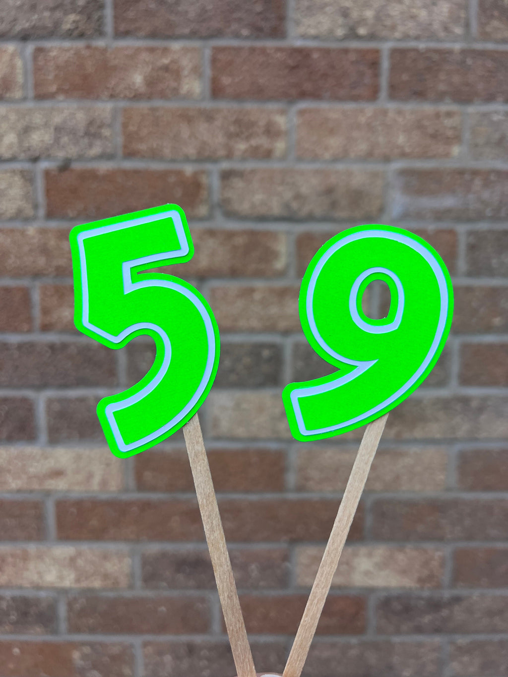 Neon Green & White Number Cake Topper