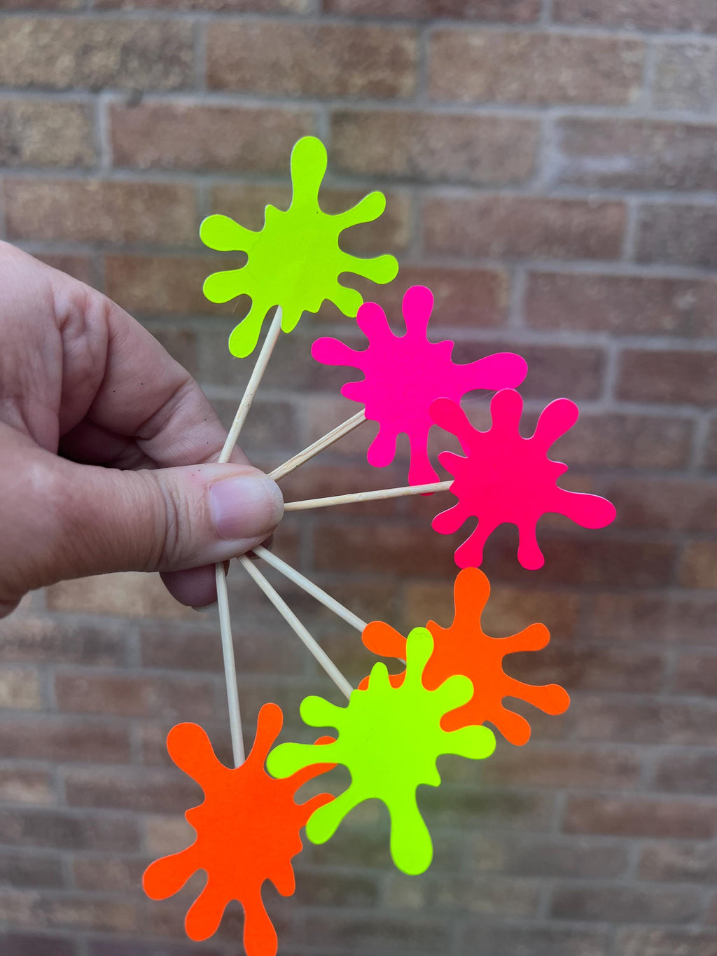 Neon Splat Cupcake Toppers Pack of 6 -