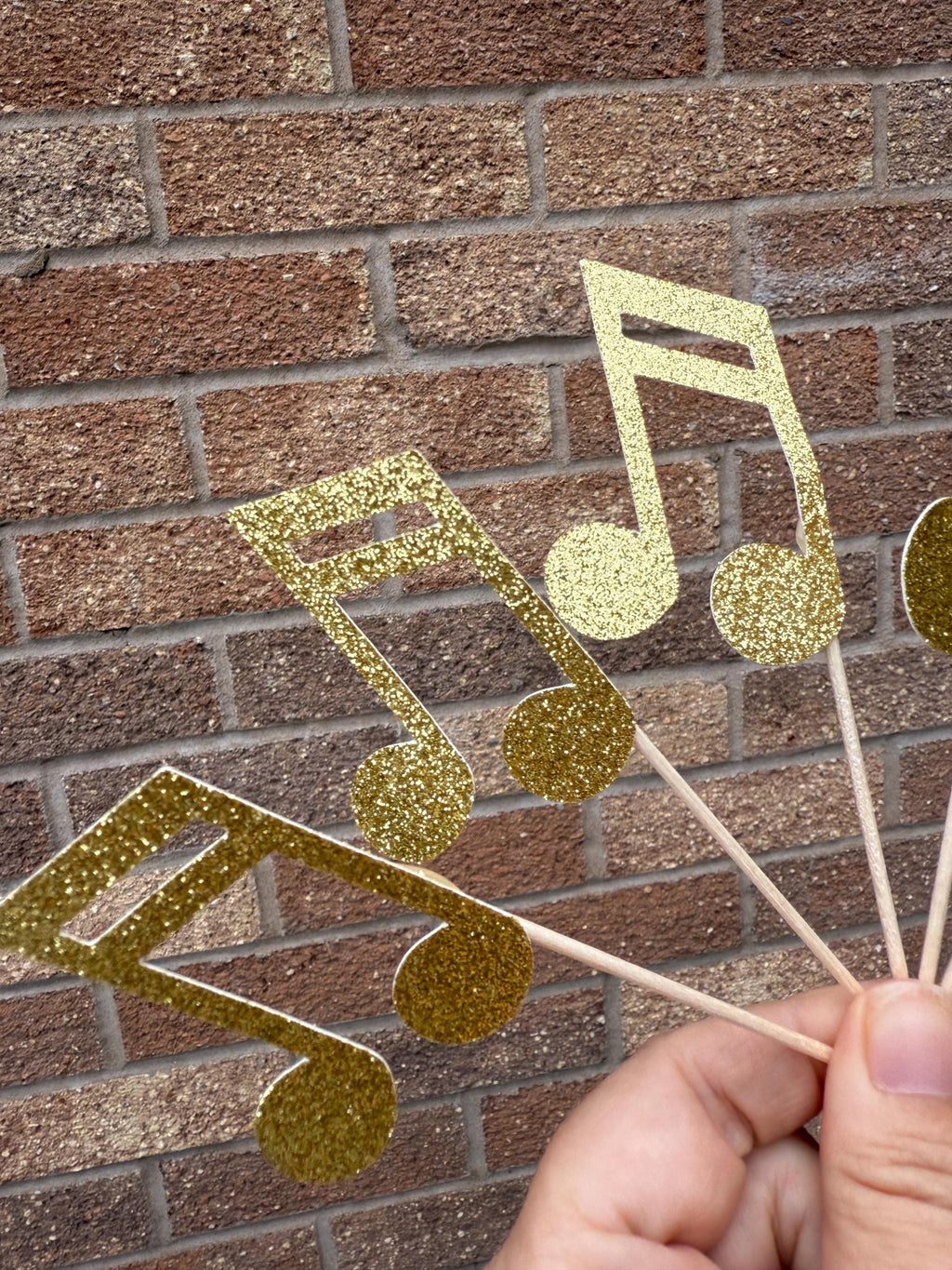 Glitter Music Notes Cupcake Toppers 6 Pack