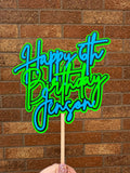 Blue and Green Neon Personalised Cake Topper