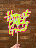 Yellow and Pink Neon Personalised Cake Topper