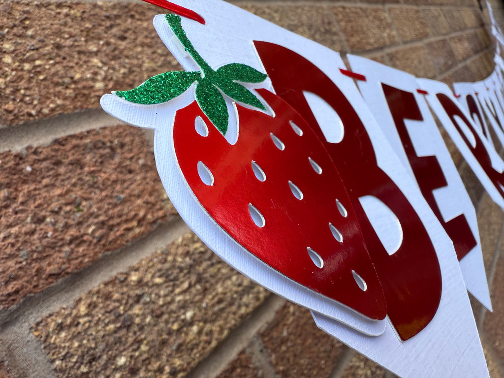 Berry 1st Birthday 3D Banner Handmade
