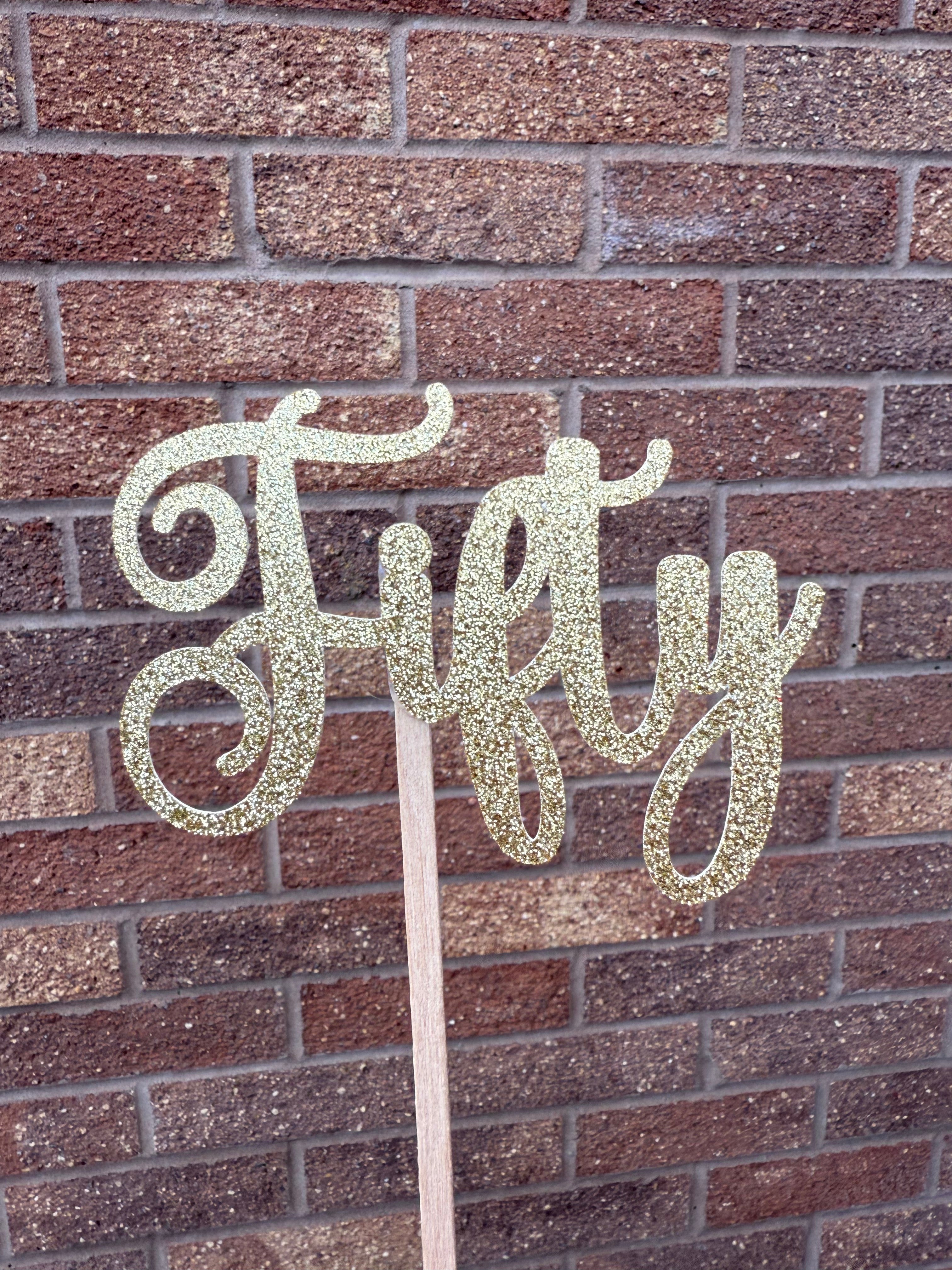 Glitter Fifty Milestone Cake Topper