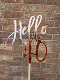 Hello 40 Shiny Rose Gold Cake Topper