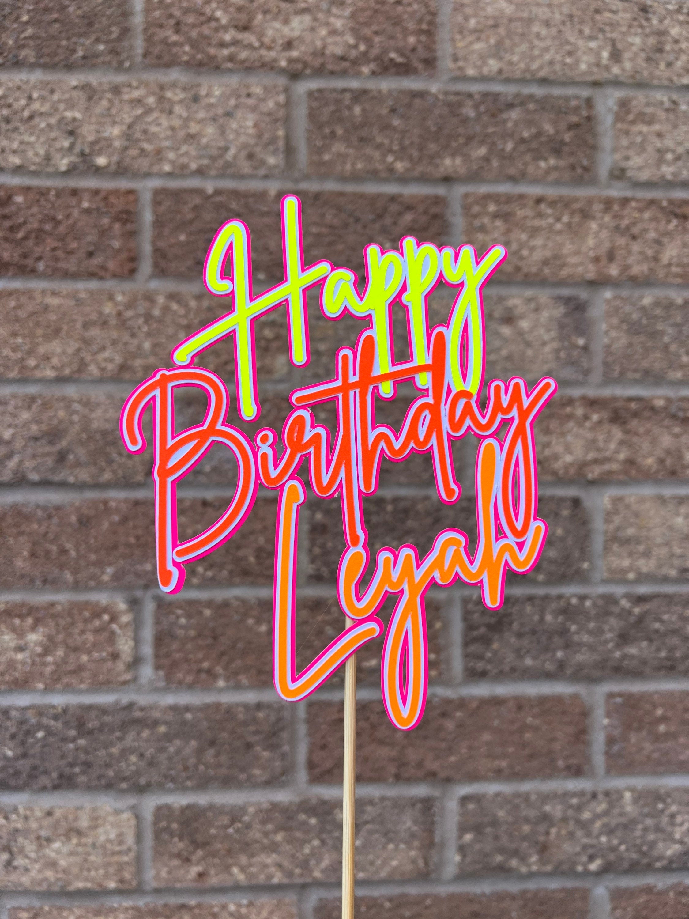 Neon Birthday Personalised Cake Topper