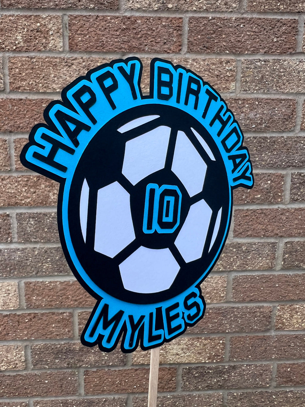 Football Personalised Cake Topper - Any Football Team, Any Colours, Name and Age Customised