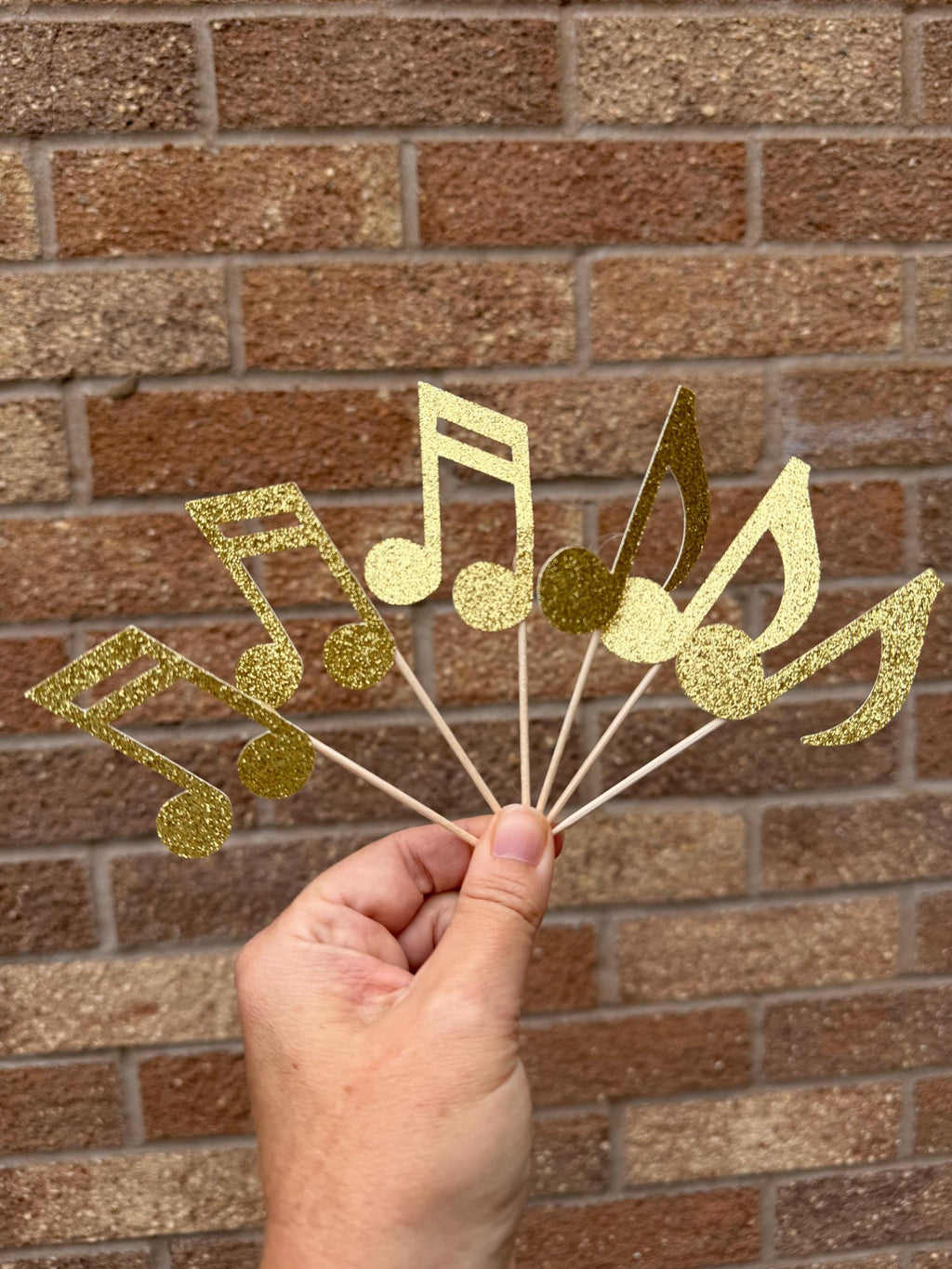 Glitter Music Notes Cupcake Toppers 6 Pack