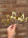 Glitter Music Notes Cupcake Toppers 6 Pack