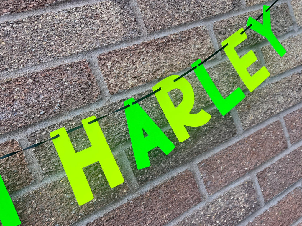 Personalised Age Birthday & Name Banner, Neon Birthday Party, 80s Party, Rave Party, House Party,Glow Party, Fluorescent Party