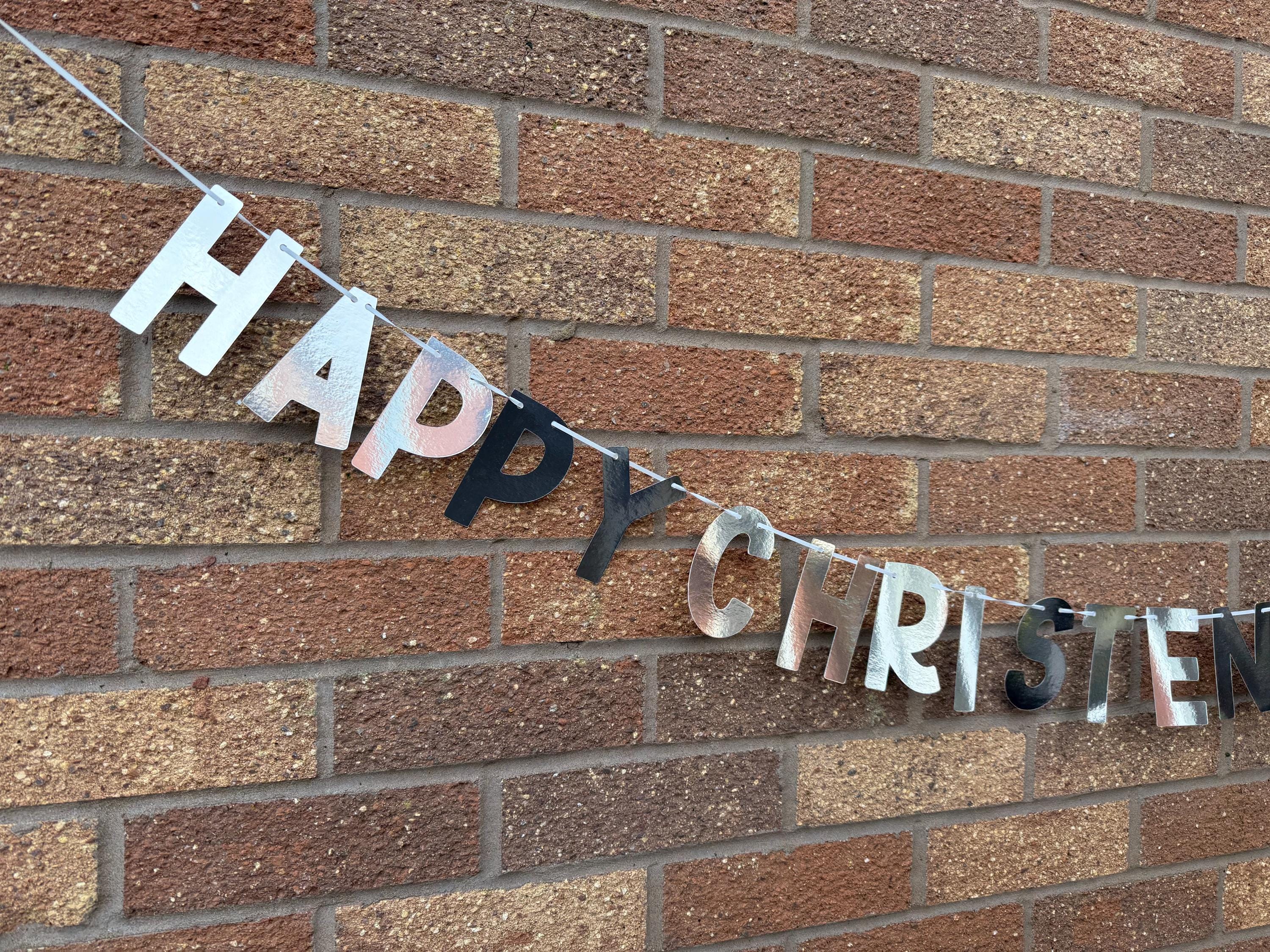Personalised Glitter Christening Banner