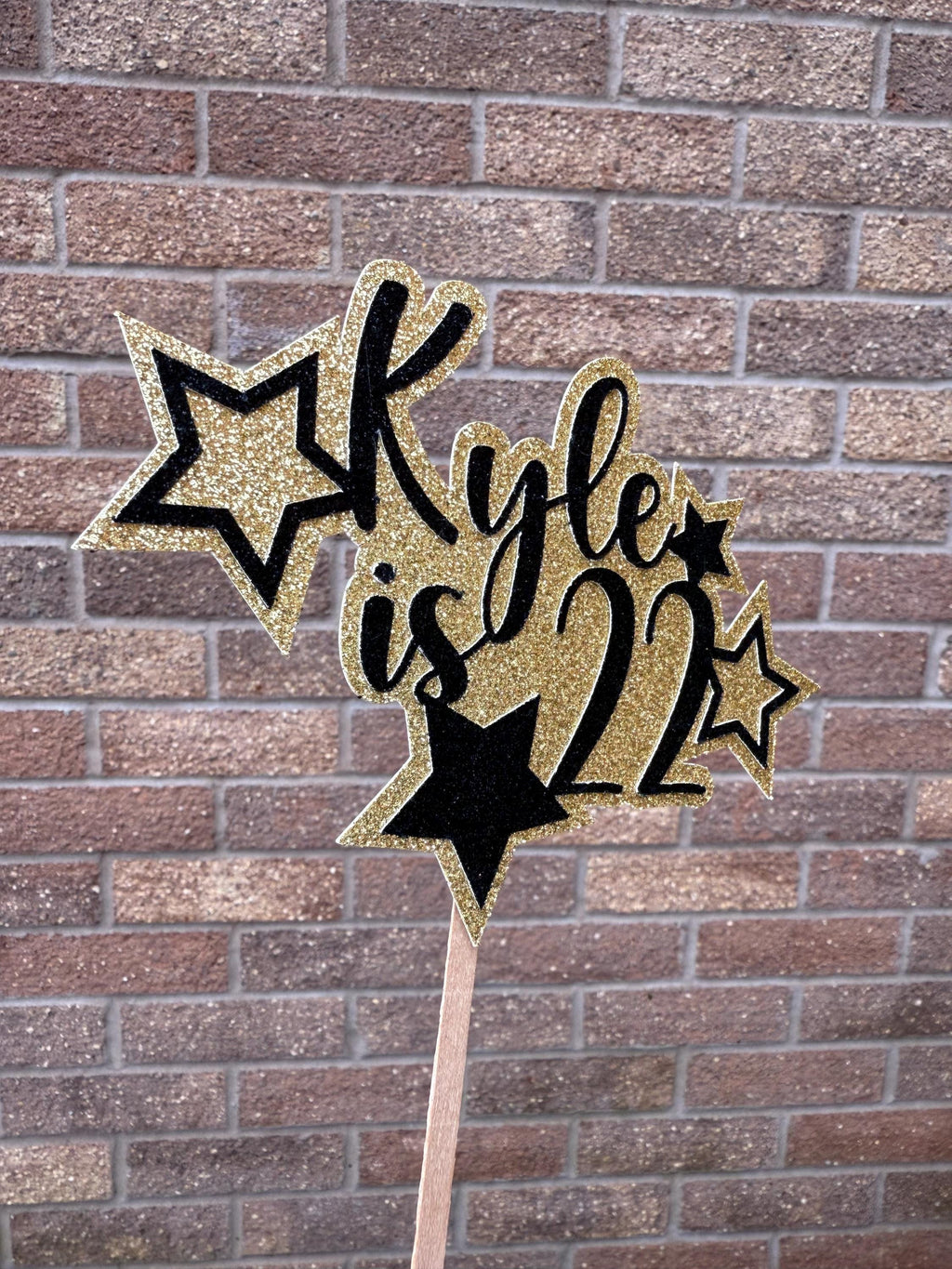 Glitter Personalised Star Cake Topper, With Name and Age -