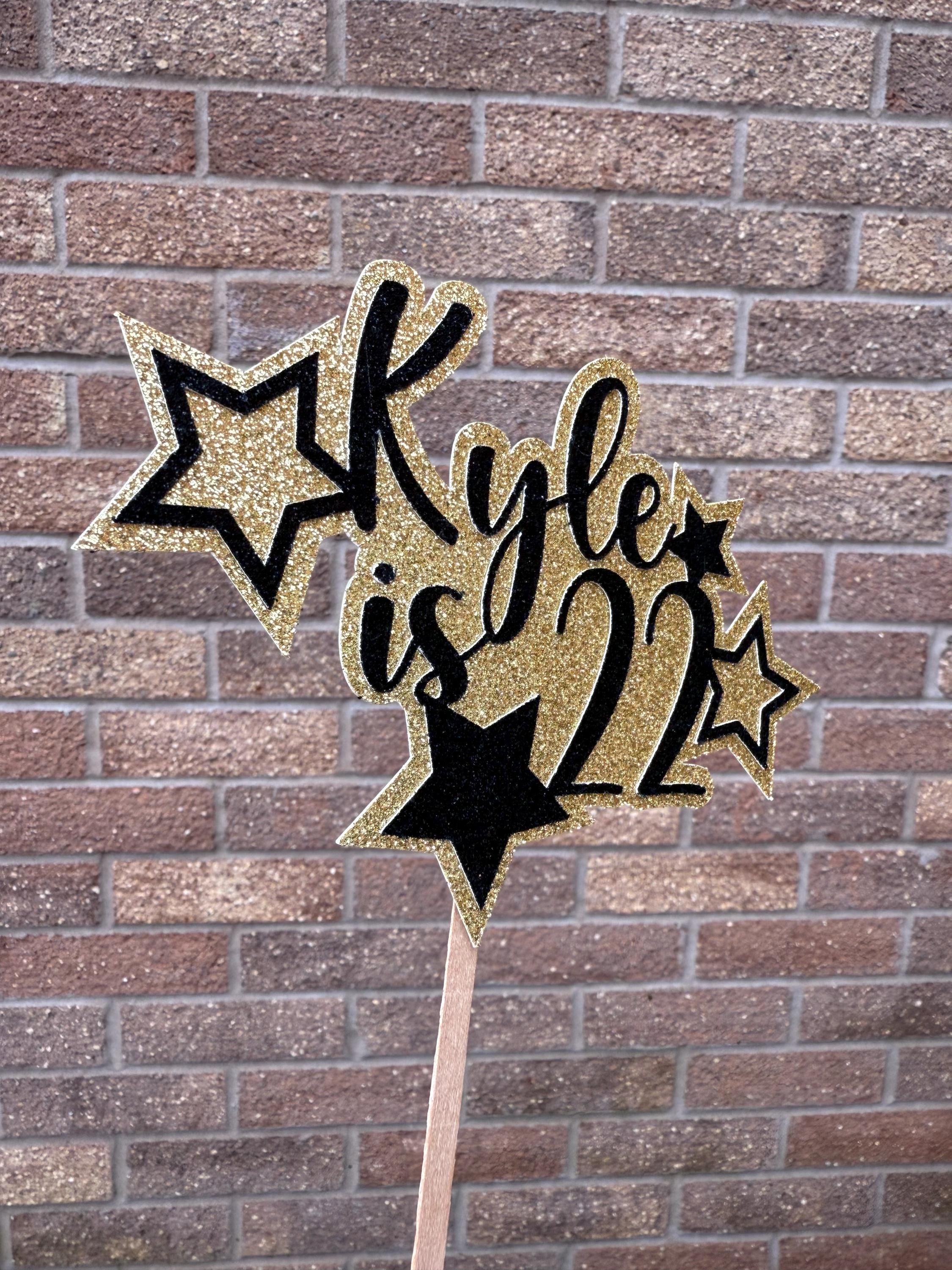 Glitter Personalised Star Cake Topper, With Name and Age -