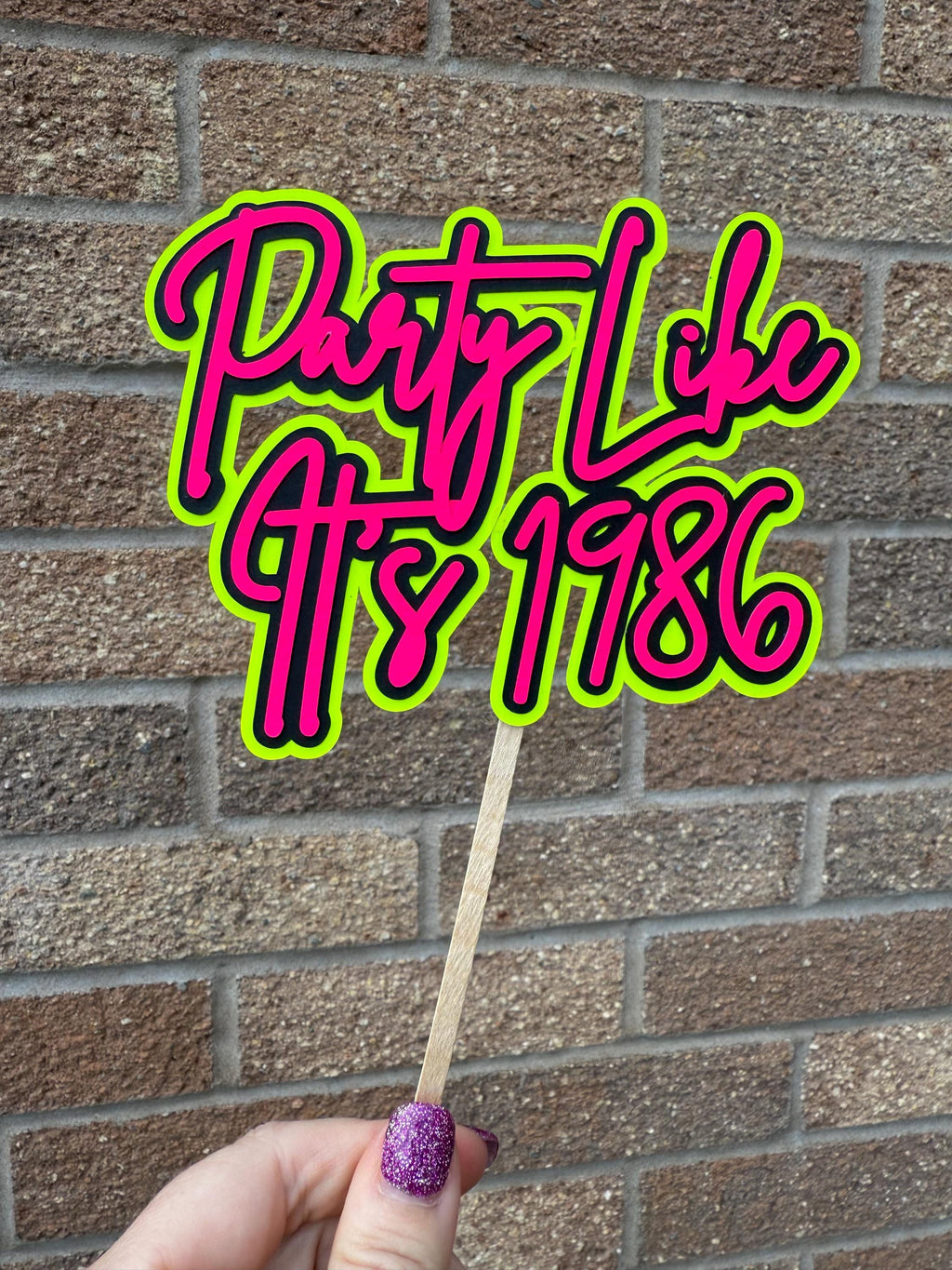 Party Like it's 1986 40th Birthday Neon Milestone Cake Topper