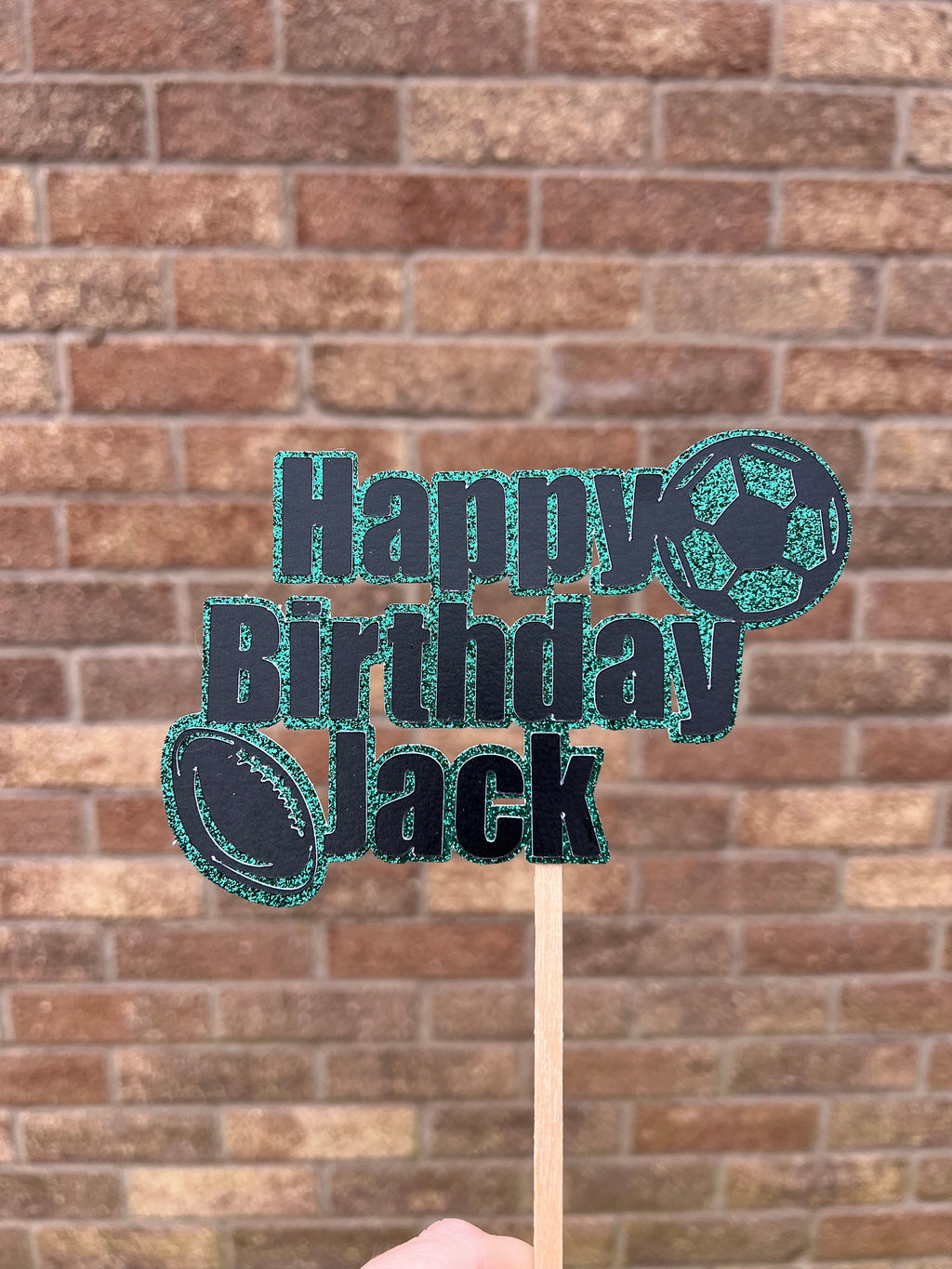 Glitter Sports Football Rugby GlitterPersonalised Cake Topper