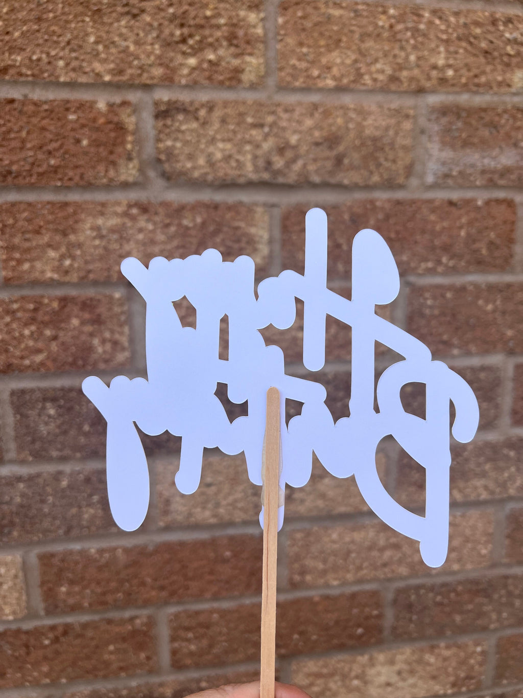 Neon Happy Birthday Cake Topper Yellow & White