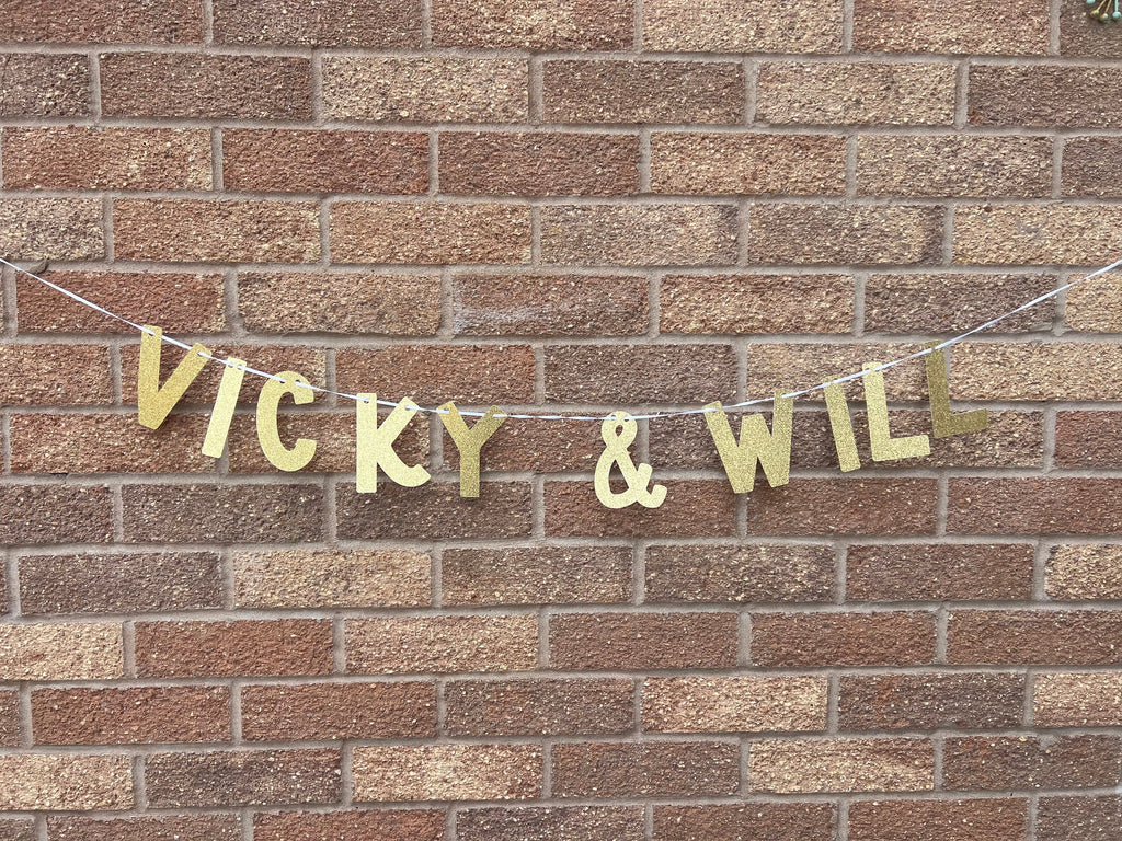 Personalised Happy Engagement Banner - Custom Engagement Garland - Glitter Garland -