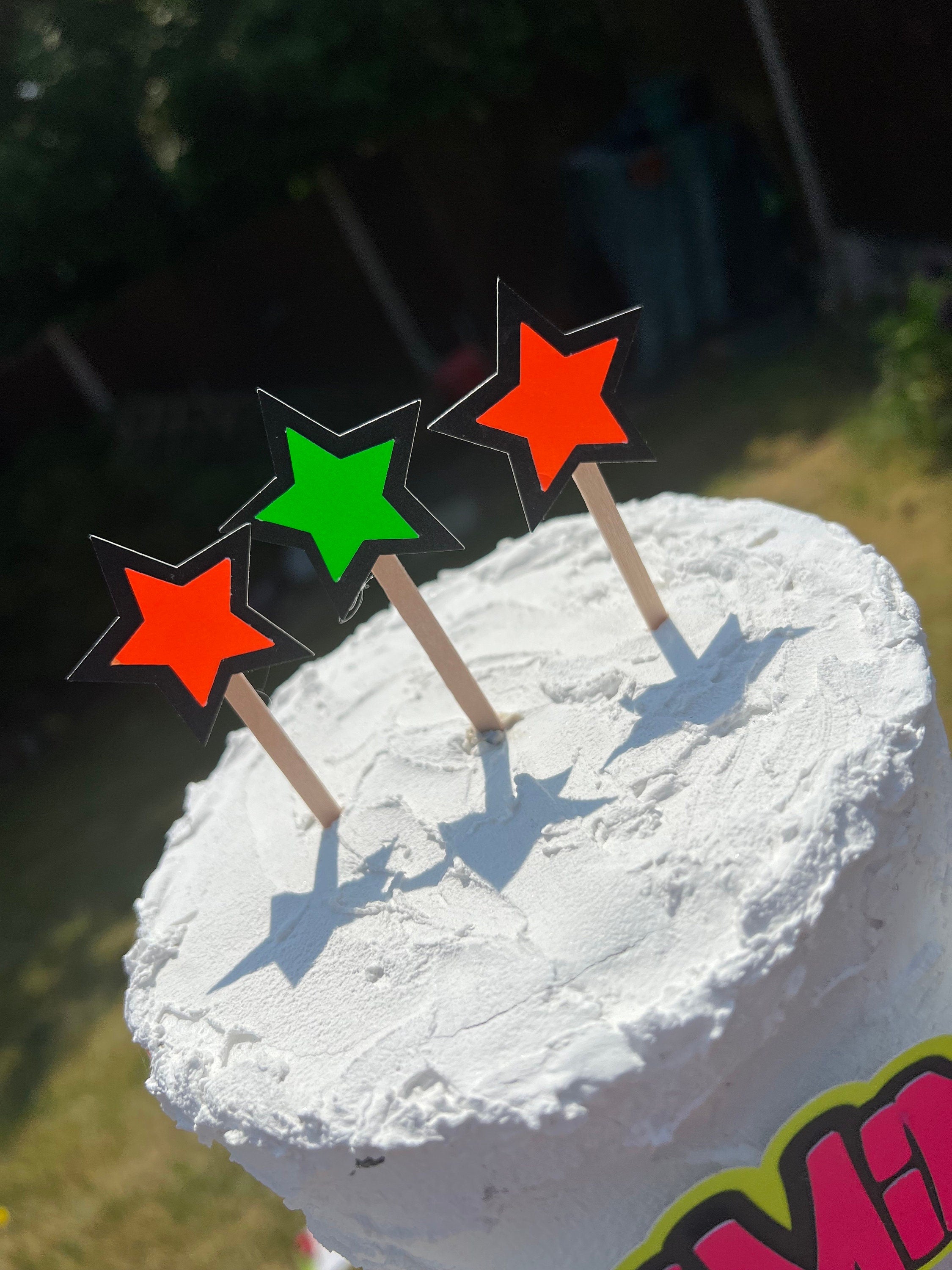 Neon Birthday Personalised Cake Topper & Cupcake Topper Set