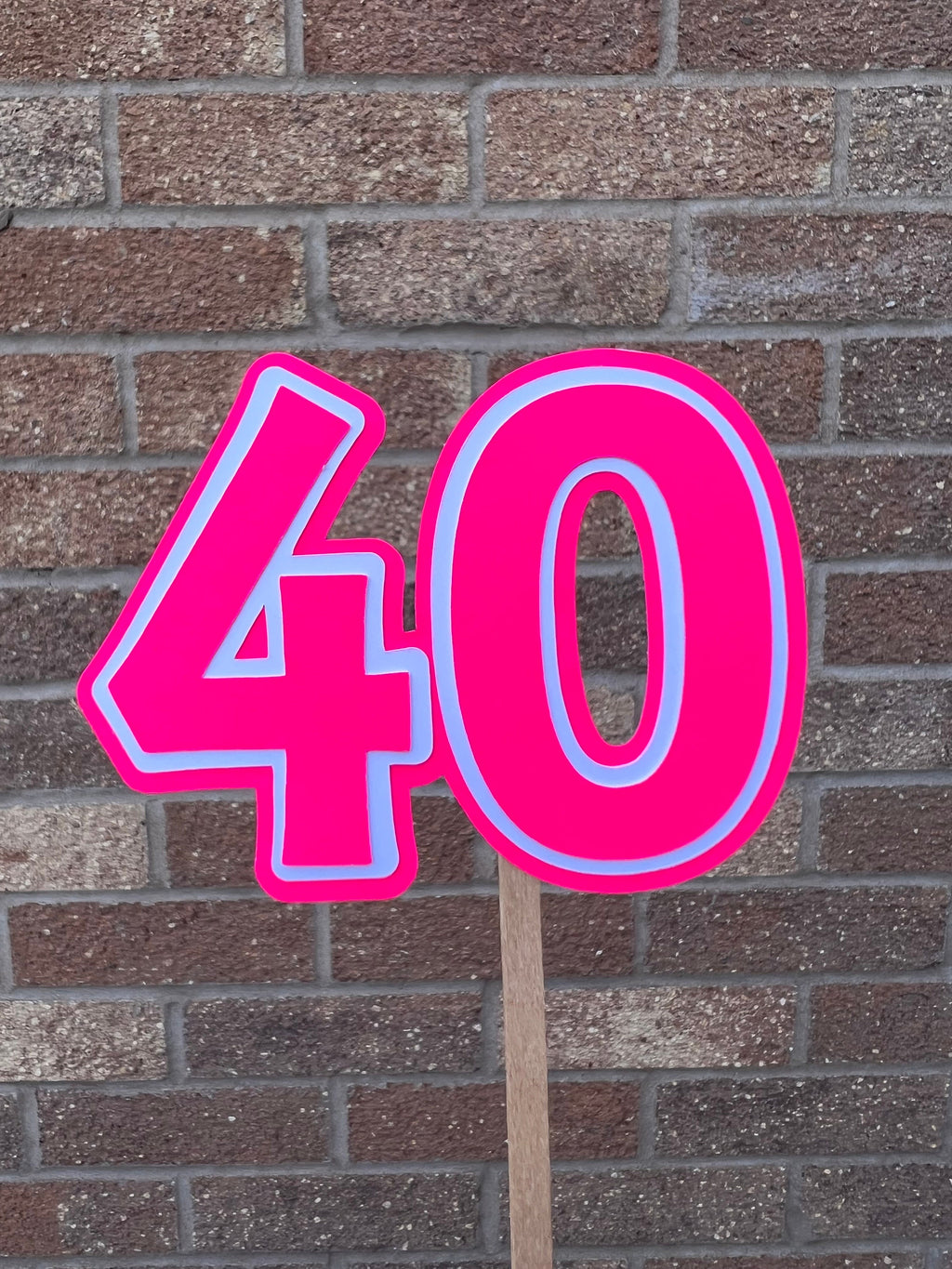 Neon Pink & White Number Cake Topper