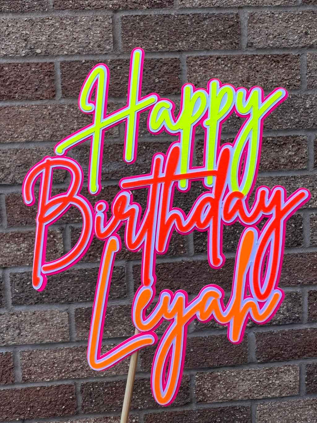 Neon Birthday Personalised Cake Topper