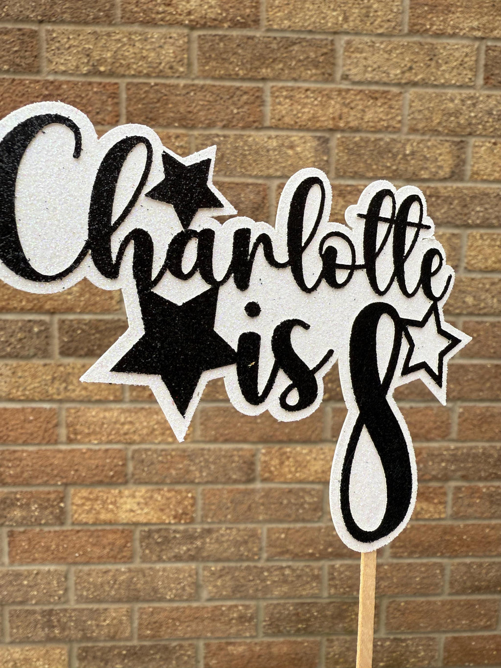 Glitter Personalised Star Cake Topper, With Name and Age -