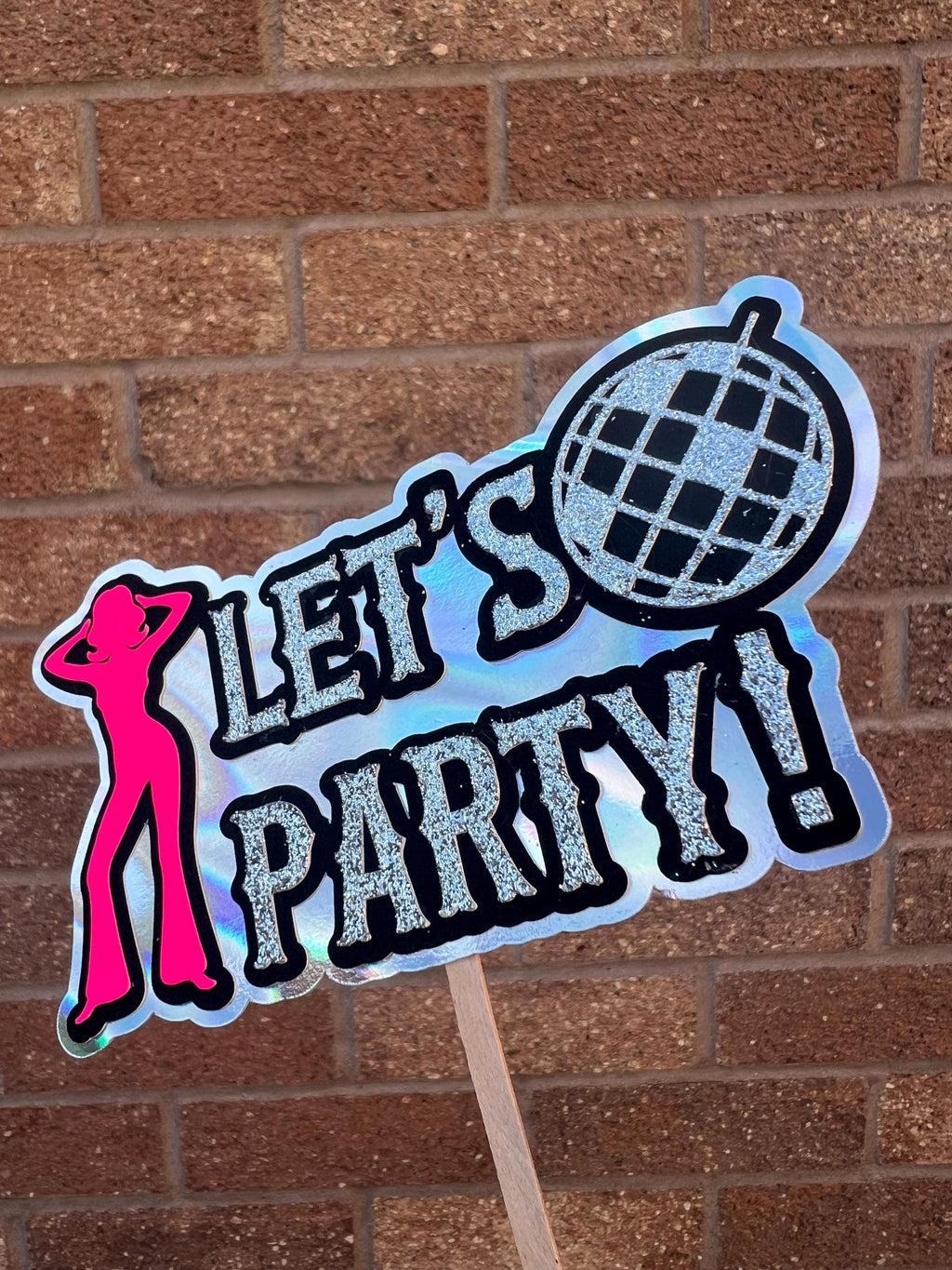 Let's Party Disco Ball 70s Cake Topper