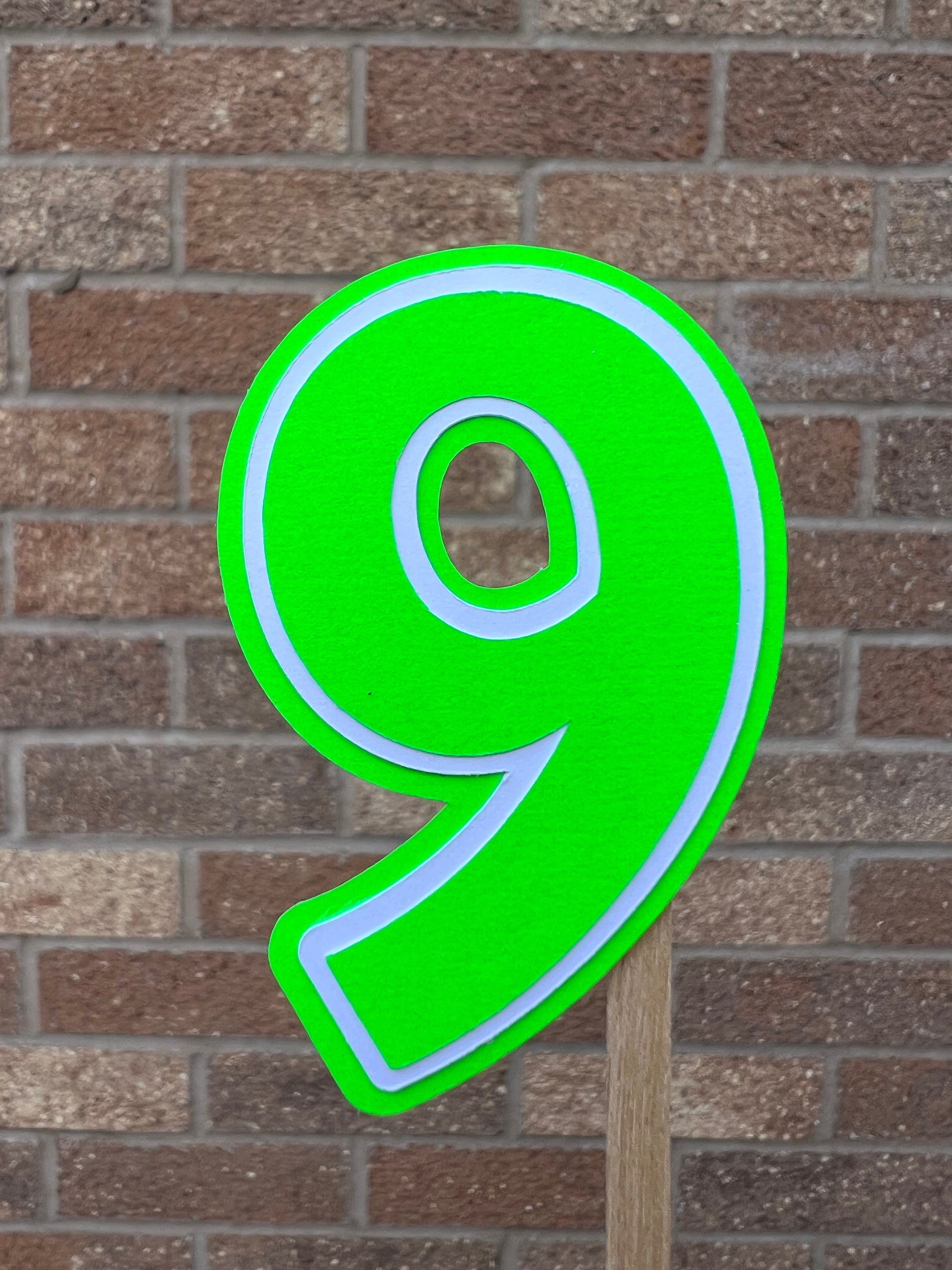 Neon Green & White Number Cake Topper