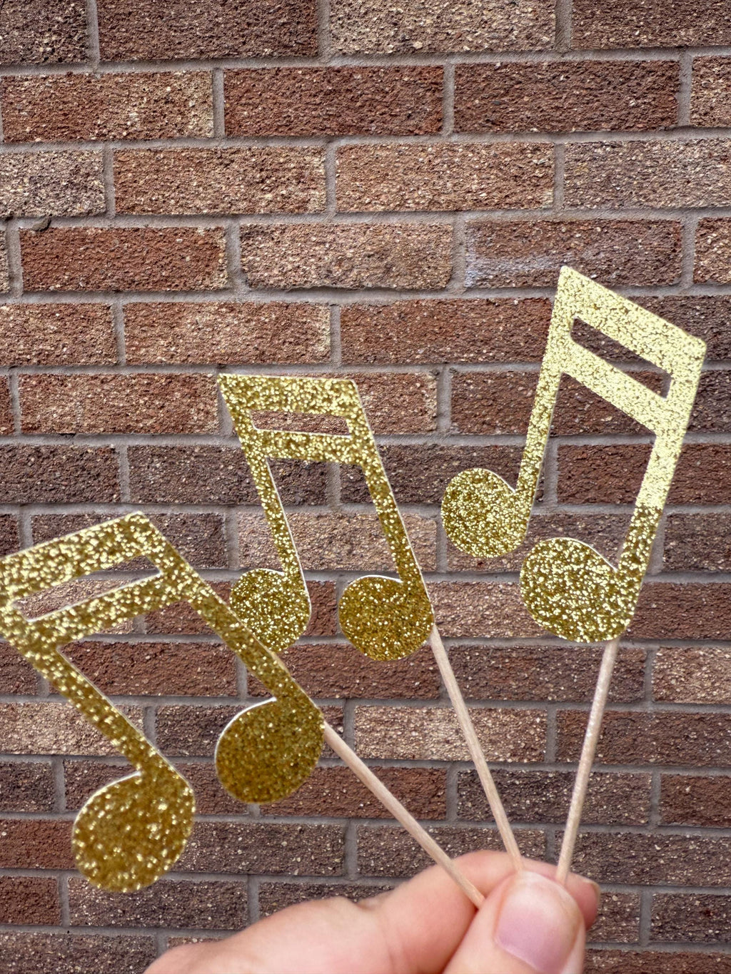 Glitter Music Notes Cupcake Toppers 6 Pack