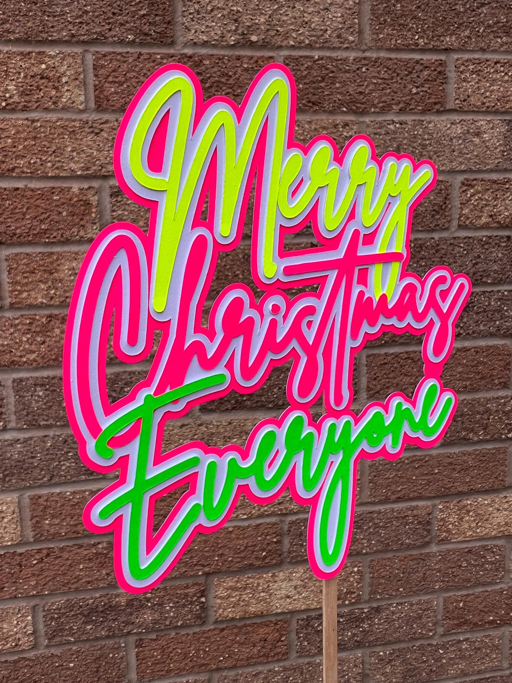 Merry Christmas Everyone Personalised Neon Cake Topper