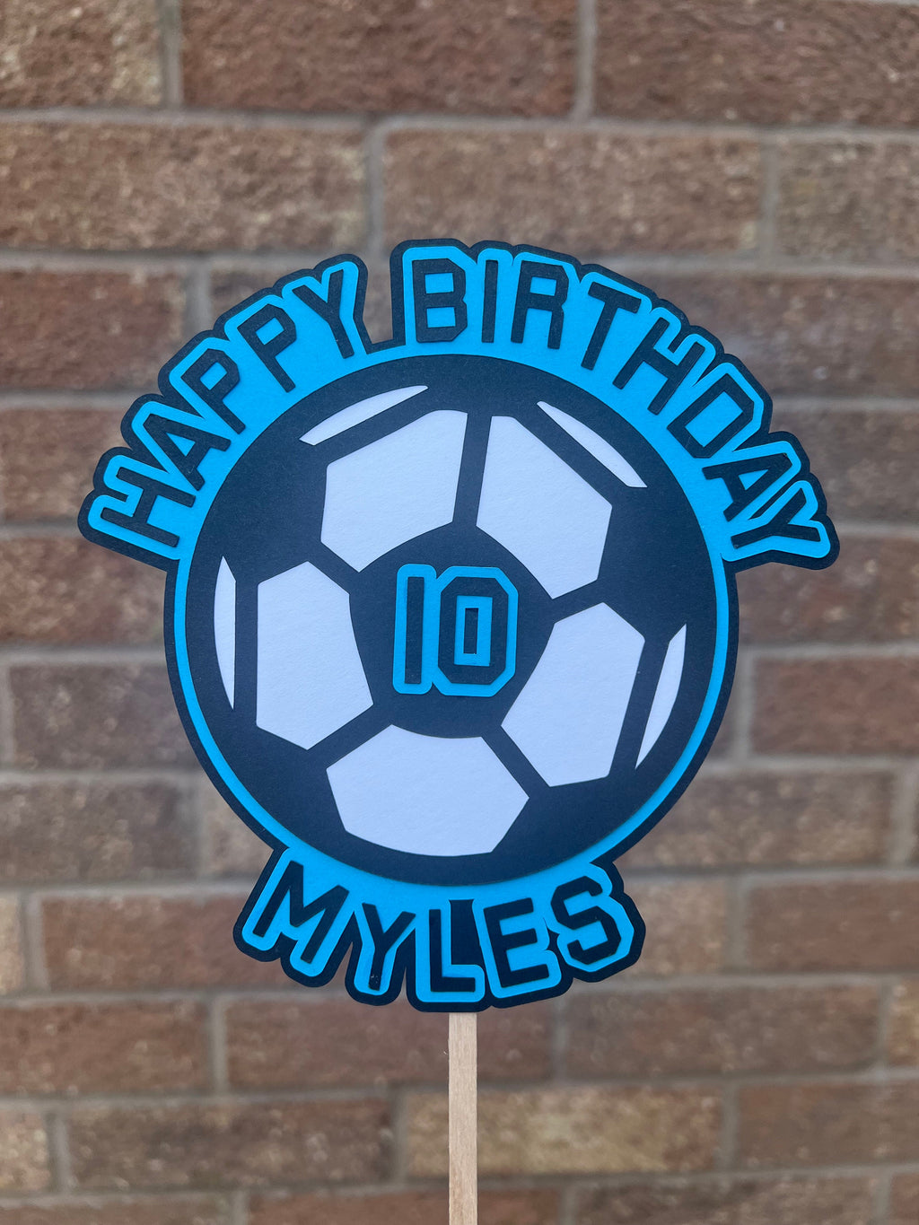 Football Personalised Cake Topper - Any Football Team, Any Colours, Name and Age Customised