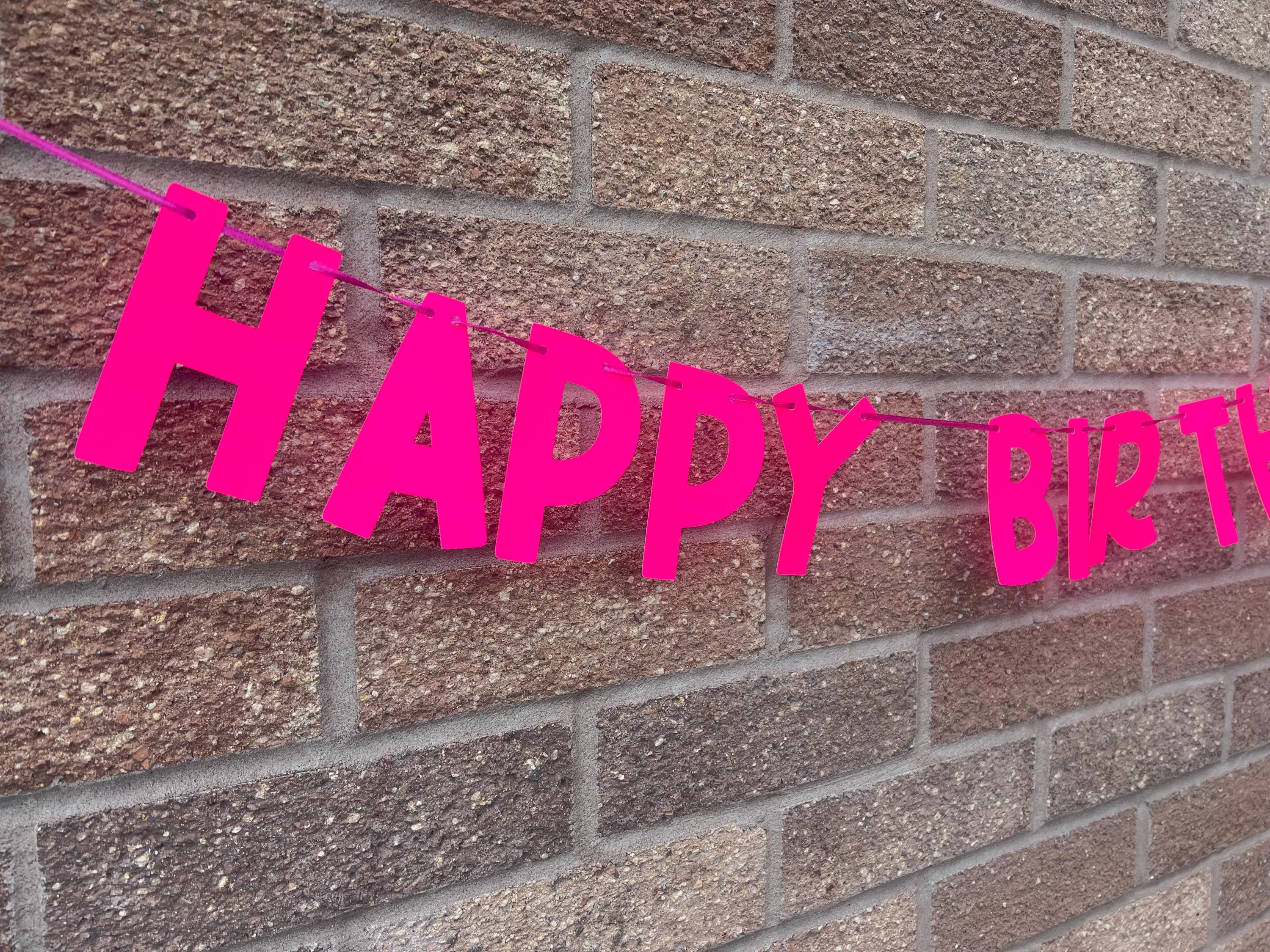 Neon Birthday Banner Neon Pink