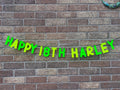 Personalised Age Birthday & Name Banner, Neon Birthday Party, 80s Party, Rave Party, House Party,Glow Party, Fluorescent Party