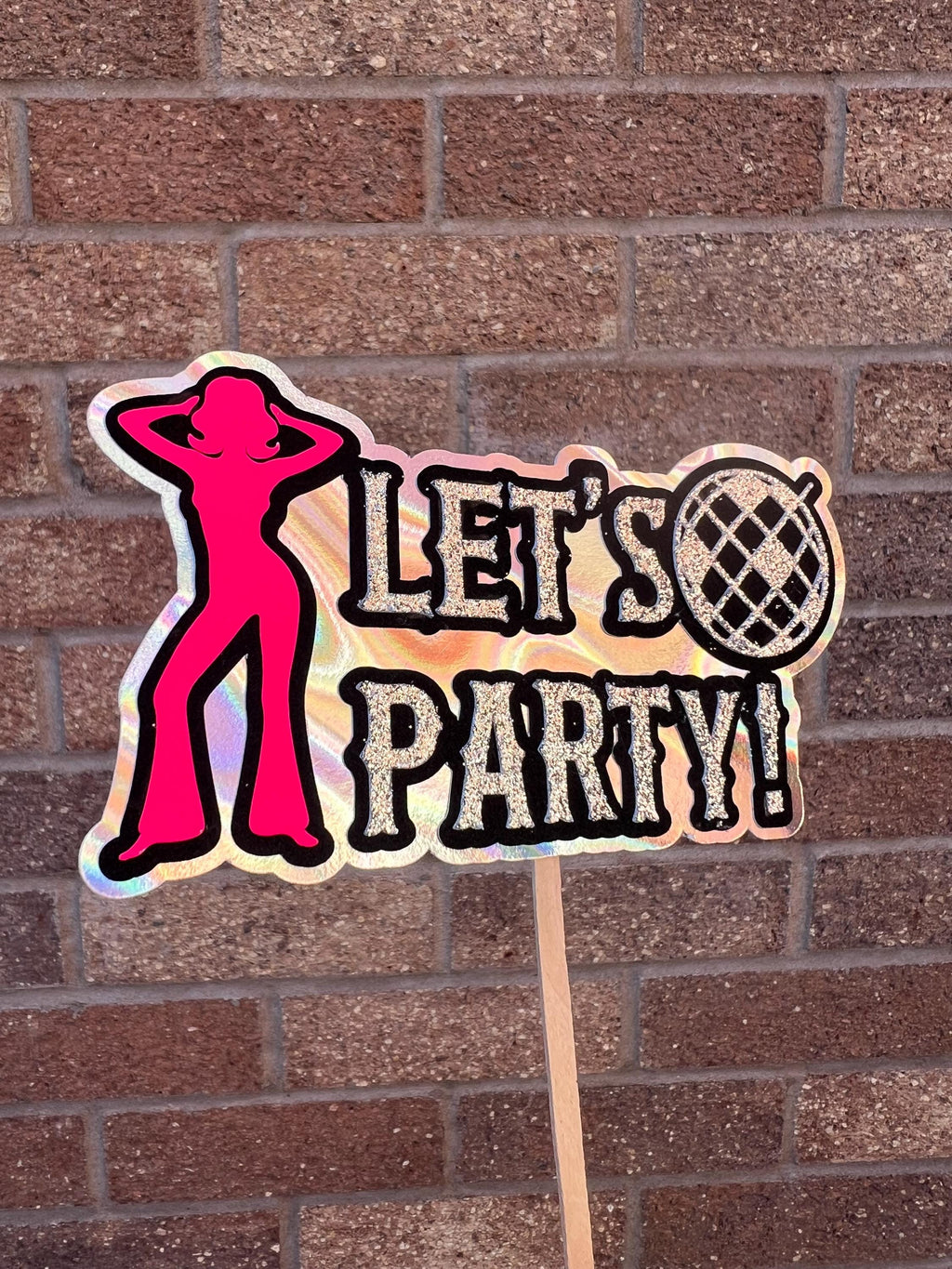 Let's Party Disco Ball 70s Cake Topper