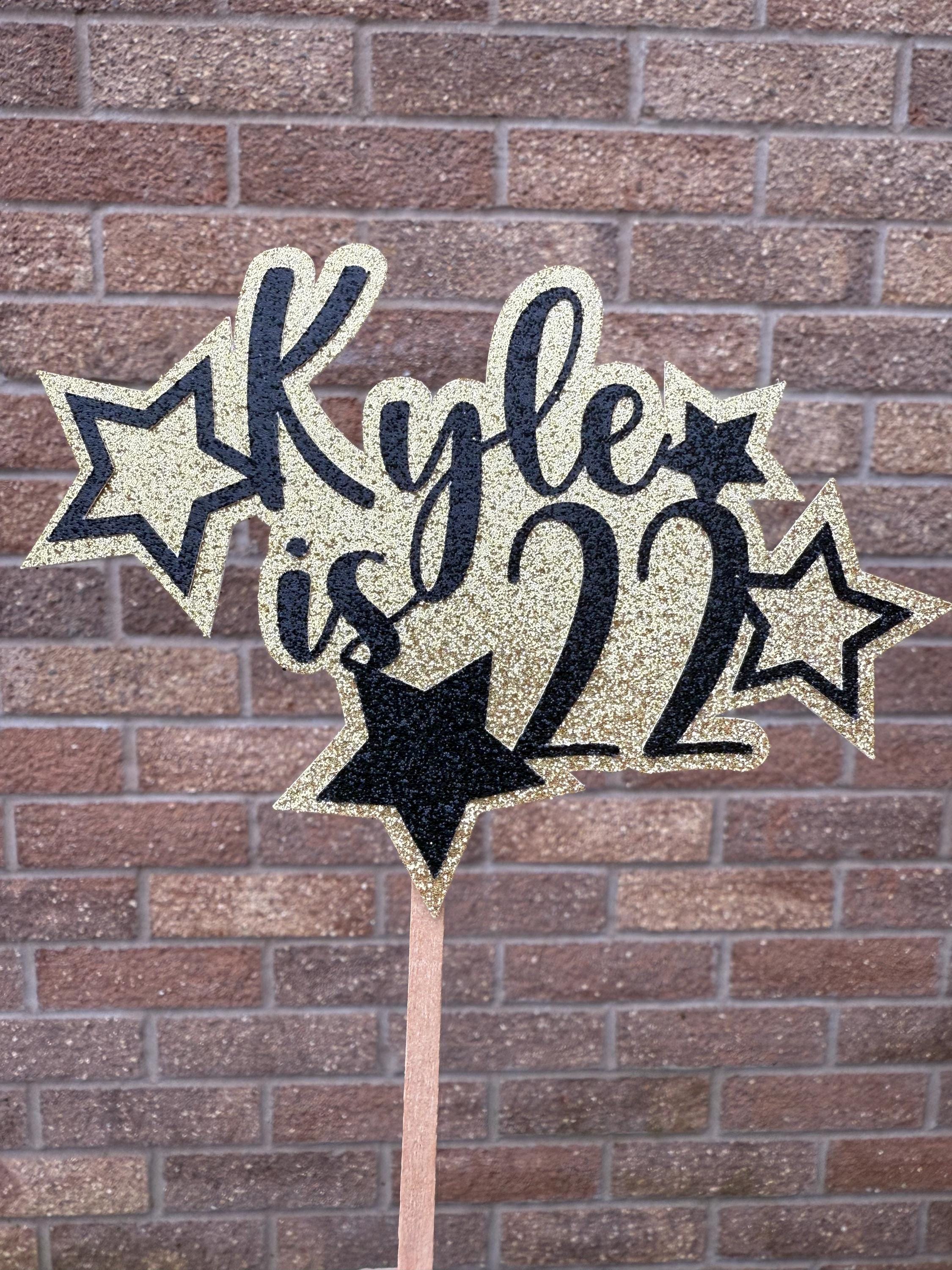 Glitter Personalised Star Cake Topper, With Name and Age -
