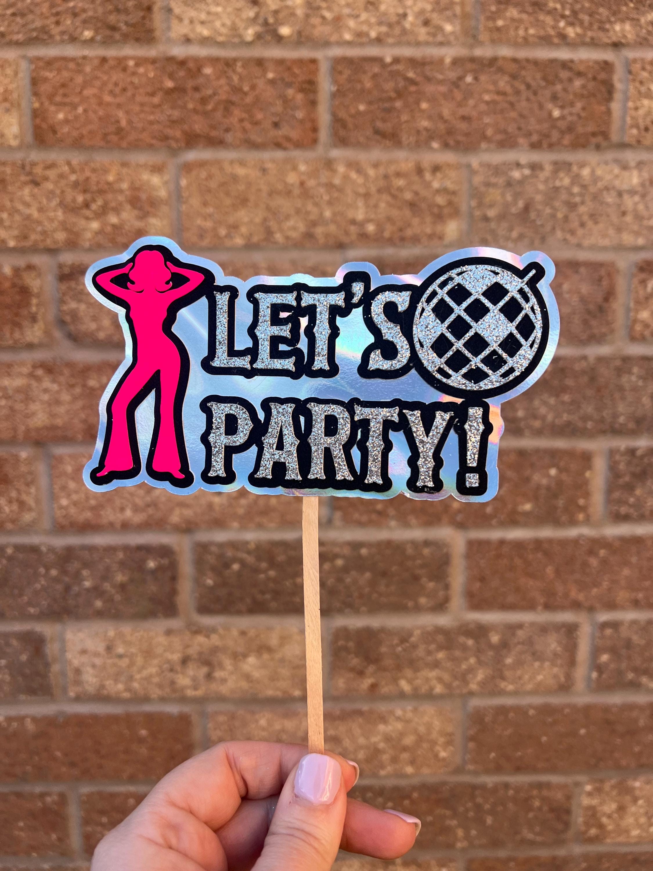 Let's Party Disco Ball 70s Cake Topper
