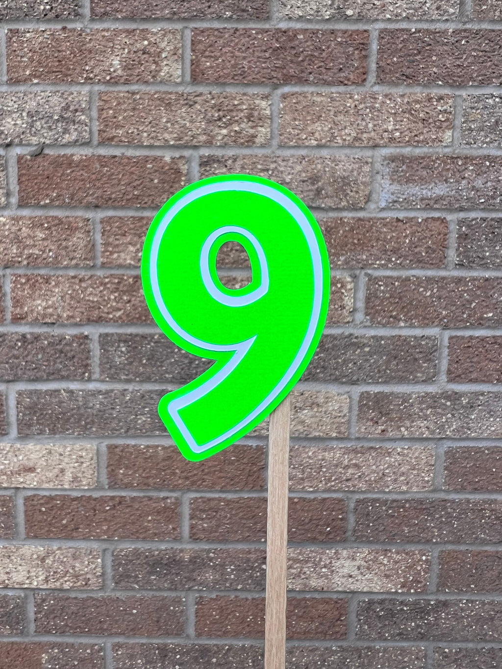 Neon Green & White Number Cake Topper
